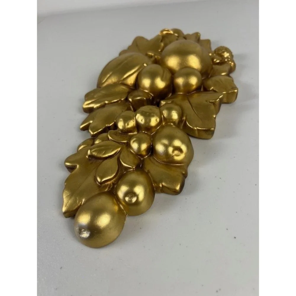 Vintage Roman Art Co Gold Fruit Wall‎ Chalkware Resin Plaque Mid Century 14 Inch
